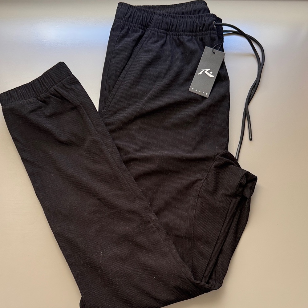 Rusty Black Cord Joggers
